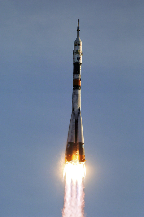 Soyuz TMA 8 mission launch, March 2006 Soyuz TMA 8 mission launch, March 2006. This is the Soyuz TMA 8 mission, the 29th manned flight to the International Space Station  ISS . The astronauts are in the uppermost stage, mounted above the rocket. This Soyuz rocket lifted off from Baikonur Cosmodrome, Kazakhstan, on 30 March 2006. On board were the ISS Expedition 13 Crew, Commander Pavel Vinogradov  Russia  and Flight Engineer Jeffrey Williams  USA . Also on board was Flight Engineer Marcos Pontes, Brazil s first astronaut. Pontes returned to Earth with the ISS Expedition 12 Crew in the TMA 7 return capsule, but the Expedition 13 Crew remained on board the ISS. Photographed on 30 March 2006.