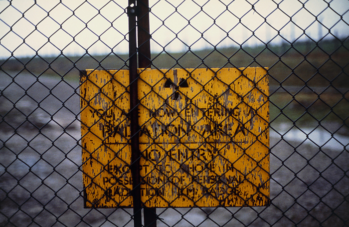 Radiation warning sign at Sellafield, England Radiation warning sign on a perimeter fence at Sellafield  Windscale , Cumbria. Warning is barely readable due to peeling paint.  Photo taken Dec. 1983 .