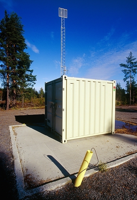 Surveying a site for radioactive disposal Surveying a site for radioactive disposal. This site, at Laxemar in Oskarshamn, Sweden, is being evaluated for its suitability as a nuclear waste repository. Specific requirements must be met in order to safely store the nuclear waste. For example, the bedrock must be highly stable, unlikely to fissure and non porous. This is because when the waste is stored 500 metres underground any leakages must be prevented from reaching the surface or contaminating groundwater. It will take 100,000 years before the waste s radiation reaches safe levels.