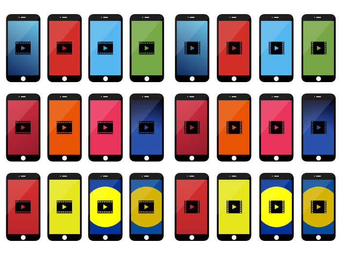 VOD Service] Smartphone Screen Image Icon Set A (12 colors x 2 patterns)