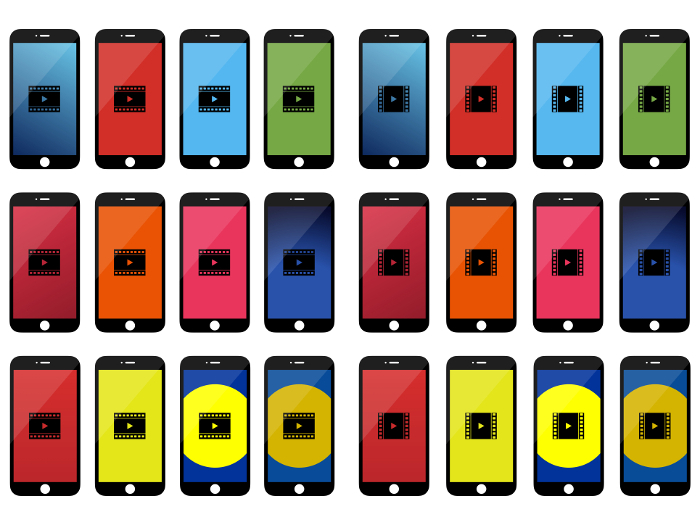 VOD service] Smartphone screen image icon set B (12 colors x 2 patterns)
