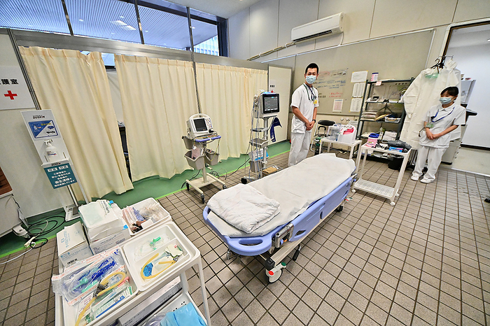 Large Scale Vaccination Centers Start Inoculating People Aged Under 64 in Japan General view of an emergency care service against allergy risks at the Japan Self Defense Forces  large scale COVID 19 vaccination centers in Tokyo, Japan on June 18, 2021.