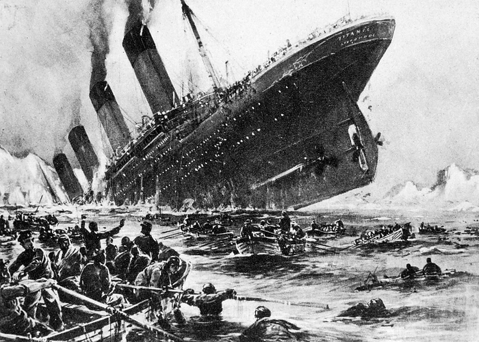 Titanic sinking The loss of SS Titanic, 14 April 1912: The lifeboats. All that was left of the greatest ship in the world   the lifeboats that carried most of the 705 survivors.  Operated by the White Star Line, SS Titanic struck an iceberg in thick fog off Newfoundland.