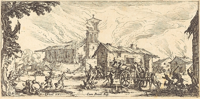 Ravaging and Burning a Village, c. 1633. Creator: Jacques Callot. Ravaging and Burning a Village, c. 1633.