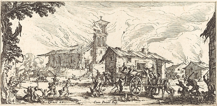 Ravaging and Burning a Village, c. 1633. Creator: Jacques Callot. Ravaging and Burning a Village, c. 1633.