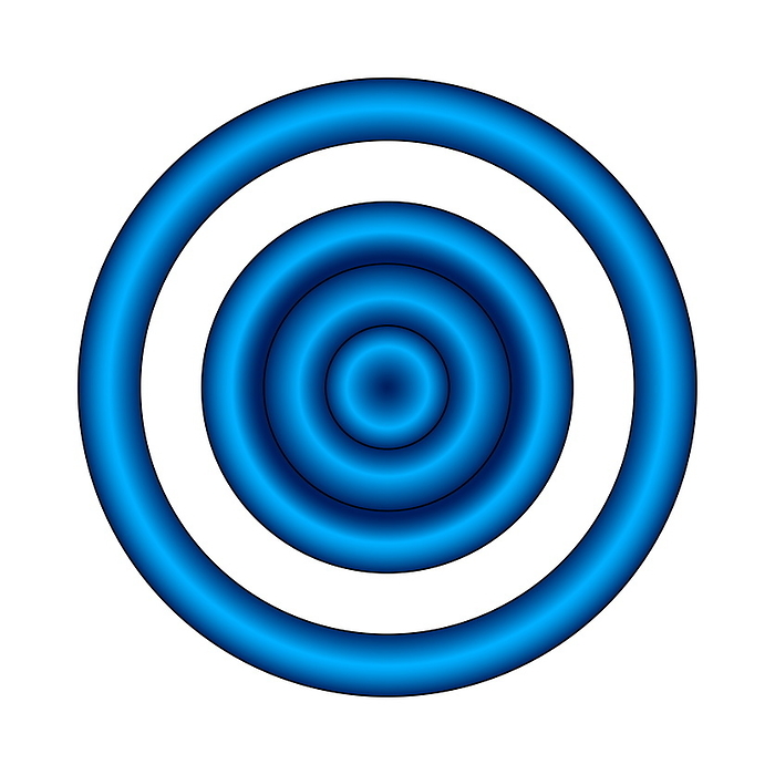 Bullseye illusion Bullseye illusion. The blue shaded area in the centre of the circle appears larger than the blue perimeter area. In fact they are the same area. This is easily proven by calculation. This shows that the brain is better able to judge area when it is displayed compactly.