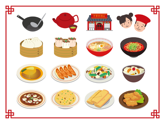Chinese food illustration set