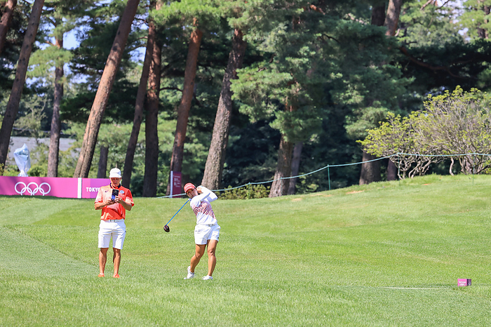 2020 Tokyo Olympics Women s Golf Official Practice Nasa Hataoka  JPN  July 25, 2021   Golf :. Women s official training the Tokyo 2020 Olympic Games at the Kasumigaseki Country Club in Saitama, Japan.  Photo by AFLO SPORT 
