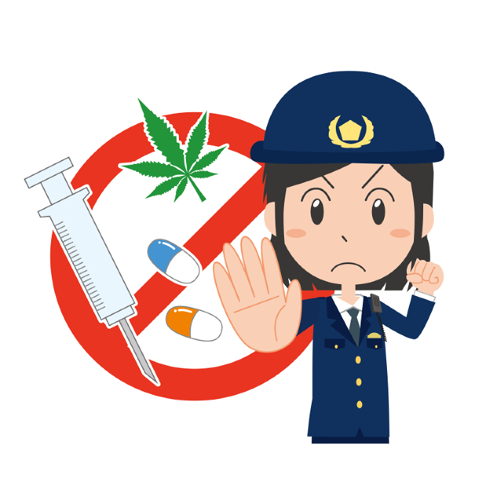 A female police officer puts a stop to drug use.