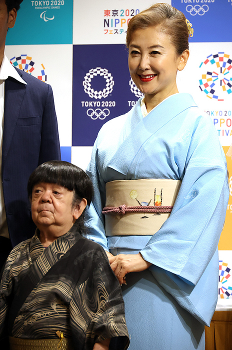 Tokyo 2020 Nippon Festival MAZEKOZE Island Tour Preview August 16, 2021, Tokyo, Japan   Casts of a streaming movie  Mazekoze Island Tour   actor and magician Mame Yamada  L  and actress Chizuru Azuma  R  pose for photo at a press conference for the movie on the theme of inclusive society in Tokyo on Monday, August 16, 2021. Mazekoze Island Tour, a part of culture program of the 2020 Olympics and Paralympics will be globally released from August 16 with the Tokyo 2020 official YouTube and LINE accounts.     Photo by Yoshio Tsunoda AFLO  