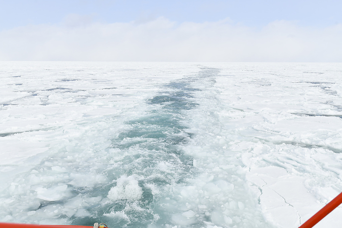 The Galinco II breaking through the ice floe.