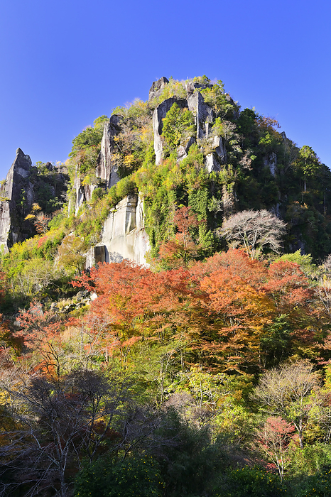 Deep Yabakei in autumn colors from the Ichime Hakkei Observatory Nakatsu City, Oita Prefecture