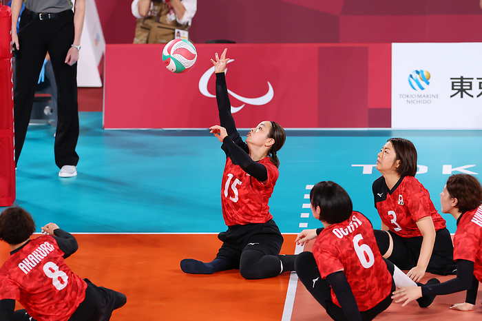 2020 Tokyo Paralympics Sitting Volleyball Women s Qualifying Round Sachie Takei  JPN , AUGUST 29, 2021   Sitting Volleyball : Women s Preliminary round pool A match between Japan   Brazil during the Tokyo 2020 Paralympic Games at the Makuhari Messe Hall A in Chiba, Japan.  Photo by YUTAKA AFLO SPORT 