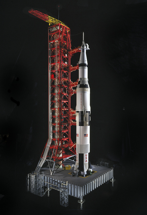 Model, Rocket, Saturn V, 1975. Creator: David P. Gianakos. Model, Rocket, Saturn V, 1975. This is a 1:34 scale model of the Saturn V and its launch tower. The Saturn V was one of several rockets developed by the National Aeronautics and Space Administration for use in the Apollo program. America s largest operational launch vehicle, a Saturn V first launched a manned Apollo spacecraft in December 1968 when the crew of Apollo 8 were placed into lunar orbit. In July 1969, the rocket sent astronauts Neil Armstrong and Edward Aldrin, Jr. of Apollo 11 to the surface of the moon, while Michael Collins remained in lunar orbit. Saturn V was utilized in the remaining six Apollo missions to the moon during 1969 1972 and to launch the Skylab Orbital Workshop into Earth orbit in May 1973. David Gianakos built this model and donated it to NASM in 1975.
