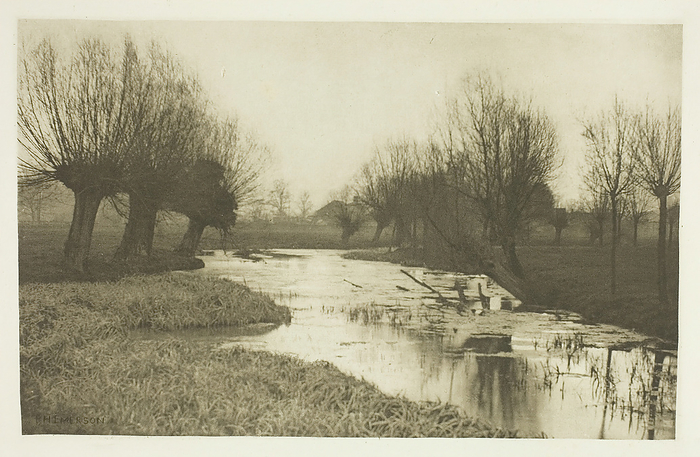A Backwater on the Lea, 1880s. Creator: Peter Henry Emerson. A Backwater on the Lea, 1880s. A work made of photogravure, plate vii from the album  quot the compleat angler or the contemplative man s recreation, volume i quot   1888   edition 109 250.