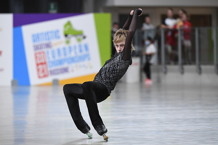 European Artistic Roller Skating Championships 2021 EGOR TOMILIN, Russia, performing in Junior Inline   Long Program at The European Artistic Roller Skating Championships 2021 at Play Hall, on September 04, 2021 in Riccione, Italy.  Photo by Raniero Corbelletti AFLO 
