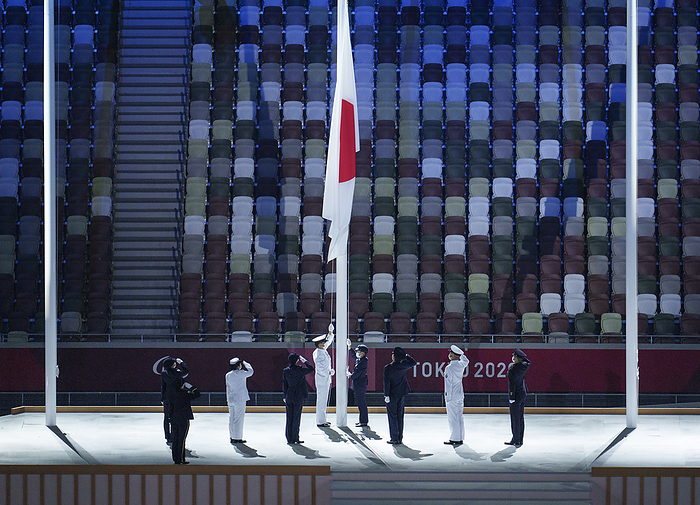 2020 Tokyo Paralympics Closing Ceremony  Courtesy photo  Japan Self Defense Forces salute at the playing of the National Anthem and hoisting of the host countries flag during the Closing Ceremony of the Tokyo 2020 Paralympic Games, Tokyo, Japan, Sunday 05 September 2021. Photo: OIS Joe Toth. Handout image supplied by OIS IOC COPYRIGHT OF OLYMPIC INFORMATION SERVICES. COMMERCIAL USE IS PROHIBITED.