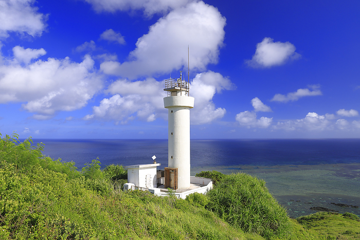 Hirakubozaki Lighthouse and Coral Sea Ishigaki Island Okinawa Lighthouse at the northernmost tip of Ishigaki Island  Iriomote Ishigaki National Park 