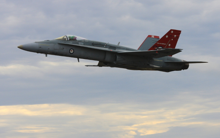 Royal Australian Air Force F/A18 Hornet fighter aircraft (commemorative paint)