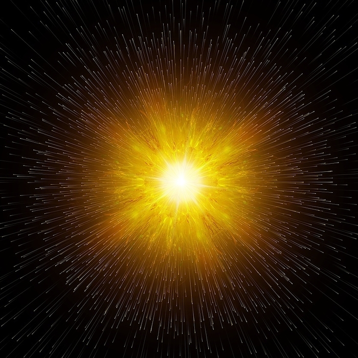 Supernova, illustration Supernova, illustration. This explosive event is the result of a massive star exhausting the hydrogen and helium that fuel its nuclear fires. It is the heat from these nuclear fusion processes that prevents the star collapsing under its own weight. As the core collapses, a rebounding shock wave blows off the outer layers of the star at thousands of kilometres per second. A supernova may briefly outshine an entire galaxy.