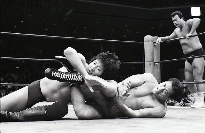 1986 New Japan Pro Wrestling December 11, 1986 New Japan Pro Wrestling Antonio Inoki applies an armbar inverted crucifix to Masaaki Maeda, with Osamu Kido in the back right. The winner of the Japan Cup tag team league tournament: Ryogoku Kokugikan, Tokyo