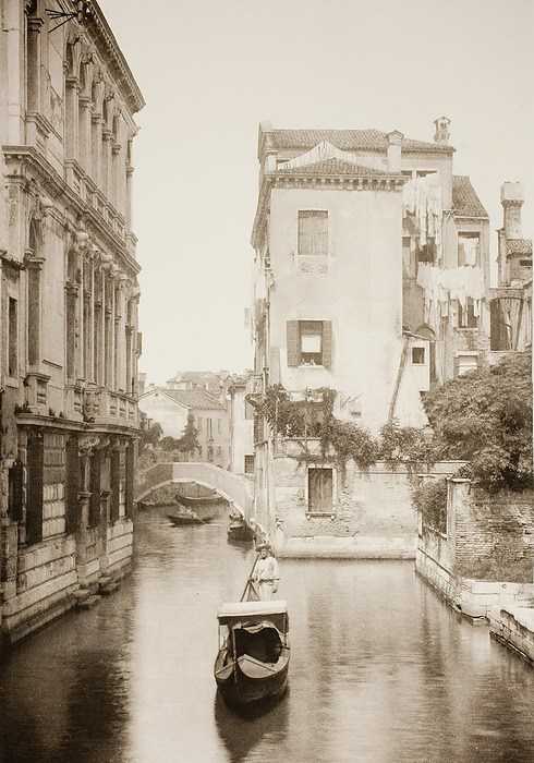 Untitled  II 8 , c. 1890.  Gondola on canal, Venice .  Creator: Unknown. Untitled  II 8 , c. 1890.  Gondola on canal, Venice . Photogravure, no. ii 8 from the portfolio  quot Calli, Canali e Isole della Laguna quot .