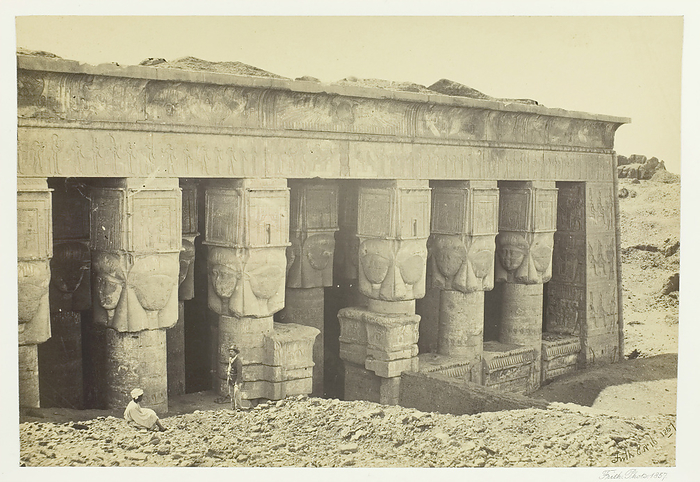 Portico of the Temple of Dendera, 1857. Creator: Francis Frith. Portico of the Temple of Dendera, 1857. Albumen print, pl. 19 from the album  quot Egypt and Palestine, volume ii quot   1858 60 .