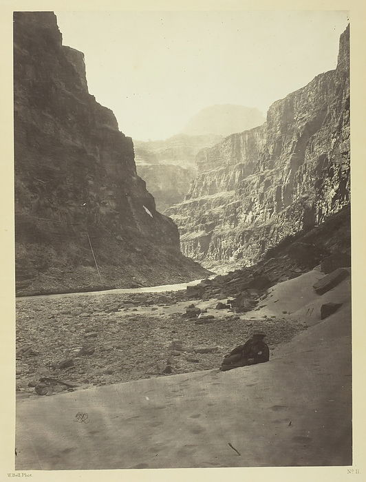 Grand Ca  xf1 on of the Colorado River, Mouth of Kanab Wash, Looking West, 1872. Creator: William H. Bell. Grand Ca  xf1 on of the Colorado River, Mouth of Kanab Wash, Looking West, 1872.  Geological features in southwest USA . Albumen print.