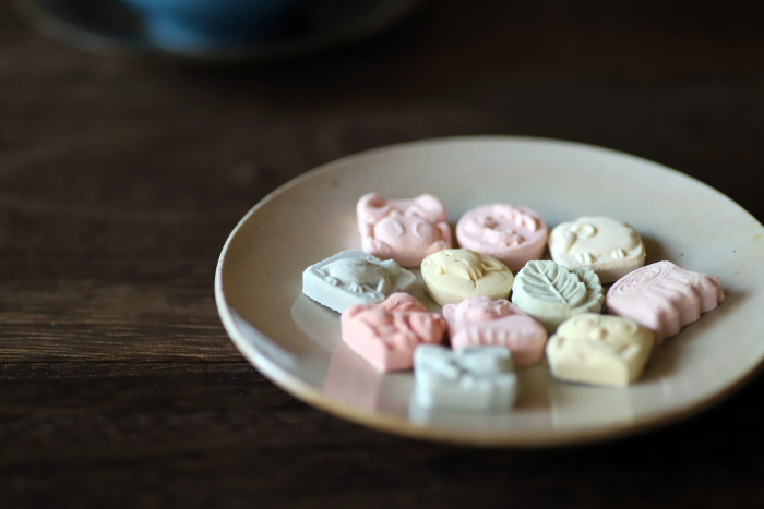 Colorful animal-shaped Japanese sweets, Wasanbon