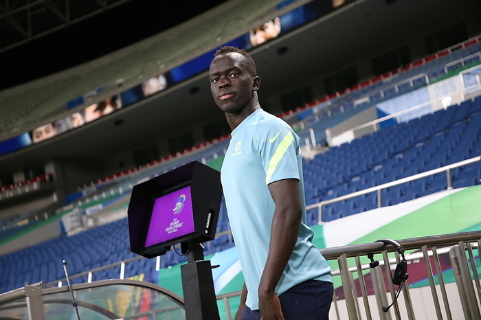 2022 FIFA World Cup Asia Final Qualifying Preparation Practice Australia s Awer Mabil during a training session ahead of the FIFA World Cup Qatar 2022 Asian Qualifier Third Round Group B match against Japan at Saitama Stadium 2002 in Saitama, Japan, October 11, 2021.  Photo by JFA AFLO 