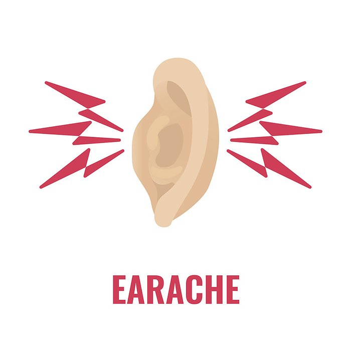 Earache, conceptual illustration Earache, conceptual illustration. Sharp pain caused by otitis or plane pressure., Photo by ART4STOCK SCIENCE PHOTO LIBRARY