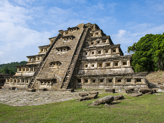 Famous Pyramid of the Niches at El Tajin archaeological site, Veracruz, Mexico