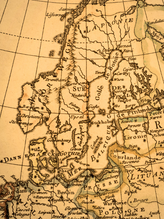 Antique World Map Northern Europe
