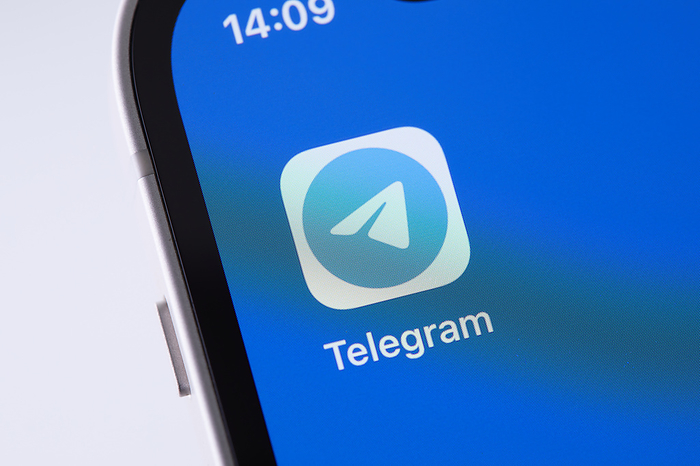 smartphone app The Telegram app is seen on a smartphone in Tokyo, Japan, October 18, 2021.  Photo by Shingo Tosha AFLO 