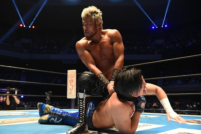 Eight man tag team match. New Japan Pro Wrestling SANADA. Master Wato, Eight man tag team match. New Japan Pro Wrestling G1 CLIMAX 31 Final at Nippon Budokan on October 21, 2021 in Tokyo, Japan.  Photo by New Japan Pro Wrestling AFLO 