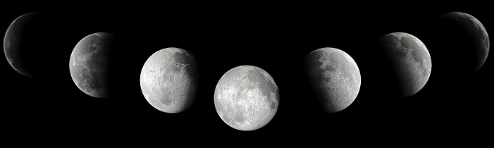 All the moon phases panoramic showing crater detail, Photo by FreelanceImages/Universal Images Group