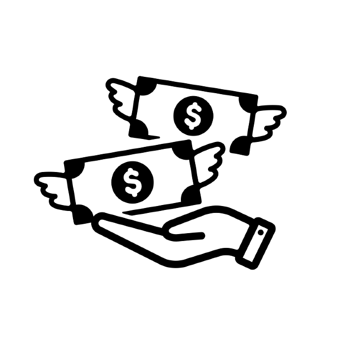 Saving Spending Extravagance Money flying Icon (US$)
