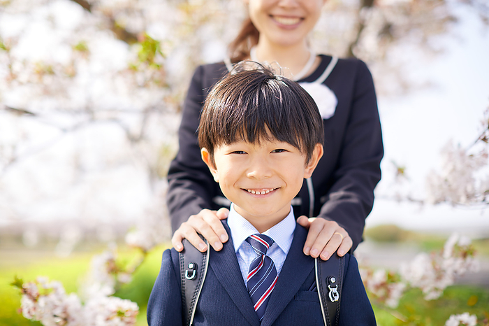 Smiling Japanese elementary school boy
