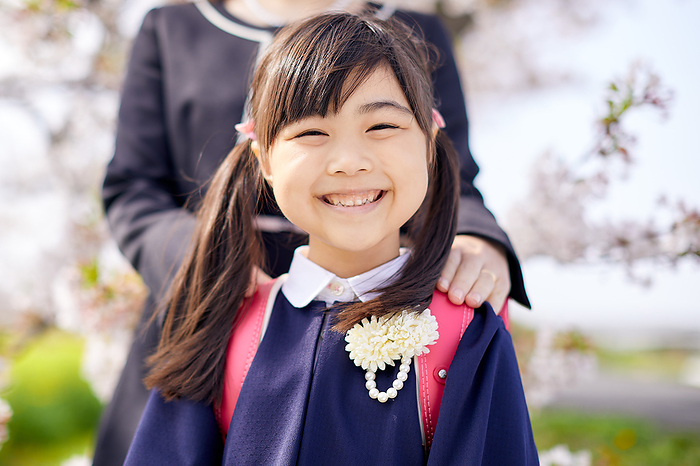Smiling Japanese elementary school girl