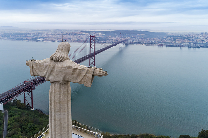 Portugal, Lisbon, Christ the King statue and 25 de Abril Bridge Portugal, Lisbon, Christ the King statue and 25 de Abril Bridge