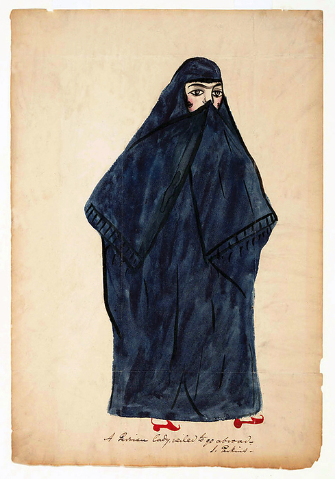 Iran:  A Persian lady veiled to go abroad , sketch and watercolour by Justin Perkins, Urmia  1839  Justin Perkins  1805 1869  was born on a farm in Massachusetts, and educated at Amherst and the Andover Theological Seminary. From 1833 until shortly before his death in 1869, he served as missionary to the Nestorian Christians of Qajar Iran  1794 1925  under the auspices of the American Board of He was the first American missionary in Qajar Iran, as well as an eminent scholar of Syriac. He developed an alphabet for the writing of modern Syriac, which was the Nestorians  vernacular, and established a press at Urmia  spelled Oroomiah by Perkins  in western   Urmia, sometimes spelled, Orumieh, during the majority of the Pahlavi Dynasty  1925 1979  called Rezaiyeh , is a city in Northwestern The city lies on an altitude of 1,330 m above sea level on the Shahar Chay river  City River . Urmia is the 10th most populated city in Iran with a population of about 600,000. The population is predominantly Azerbaijani with significant Kurdish, The population is predominantly Azerbaijani with significant Kurdish, Assyrian and Armenian minorities.