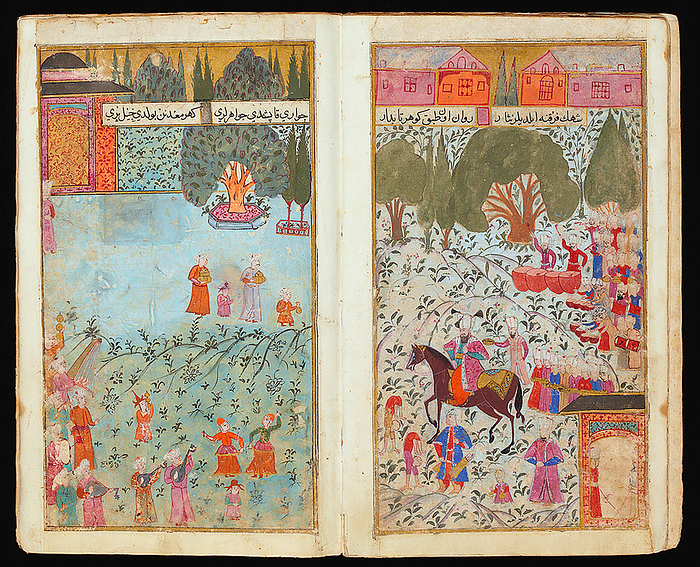 Turkey: Paintings from an illustrated manuscript depicting the military campaign in Hungary of Ottoman Sultan Mehmed III in 1596. The double miniatures depict the reception of Mehmet III in Davudpasha Mehmed III Adli  May 26, 1566   December 21 22, 1603  was sultan of the Ottoman Empire from 1595 1603. He also killed over twenty of his sisters. They were all strangled by deaf mutes. Mehmed III was an idle ruler, leaving government to his mother Safiye Sultan, the valide sultan. The major event of his reign was the Austro Ottoman War in The major event of his reign was the Austro Ottoman War in Hungary  1593 1606 . Ottoman defeats in the war caused Mehmed III to take personal command of the army, the first sultan to do so since Suleyman I. Mehmed III s armies conquered Eger in 1596 and defeated the Habsburg and Transylvanian forces at the Battle of Keresztes  Turkish for Battle of Hacova .