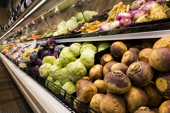 Fresh vegetables on display at a supermarket: Ft. Saskatchewan, Alberta, Canada, Photo by LJM Photo / Design Pics