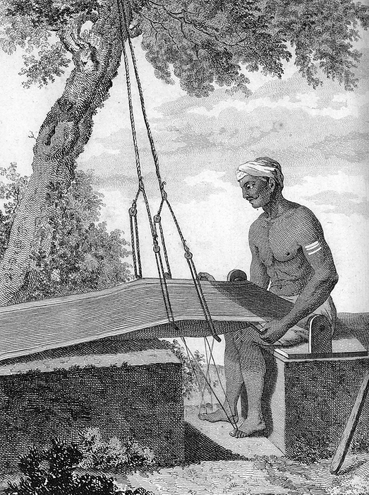 India: A weaver  Pierre Sonnerat, 1782 . Pierre Sonnerat  1748 1814  was a French naturalist and explorer who made several voyages to Southeast Asia between 1769 and 1781. He published this two volume account of his voyage of 1774 81 in 1782.  Volume 1 deals exclusively with India, whose culture Sonnerat very much admired, and is especially noteworthy for its extended discussion of religion in India, Hinduism in particular. br   br   br   Volume 1 deals exclusively with India, whose culture Sonnerat very much admired, and is especially noteworthy for its extended discussion of religion in religion in particular.  Volume 2 covers Sonnerat   travels to China, Burma, Madagascar, the Maldives, Mauritius, Ceylon  present day Sri Lanka , Indonesia, and the Philippines. The book is illustrated with engravings based on Sonnerat drawings. Sonnerat was also a dedicated ornithologist and bird collector, and the book describes and depicts a number of species that he was the first to identify. Sonnerat was also a dedicated ornithologist and bird collector, and the book describes and depicts a number of species that he the first to identify.