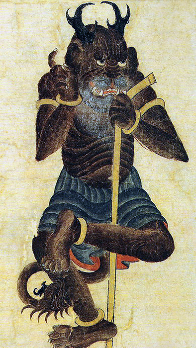 Central Asia: Siyah Kalem School, 15th century: A demon standing on one leg. Siyah Kalem or  Black Pen  is the name given to the 15th century school of painting attributed to Mehmed Siyah Kalem. The paintings appear in the  Conqueror Albums , so named because of two The paintings appear in the  Conqueror Albums , so named because two portraits of Sultan Mehmed II the Conqueror are present in one of them. br   br   br  The paintings appear in the  Conqueror Albums , so named because two portraits of Sultan Mehmed II the Conqueror are present in one of them.  The albums are made up of miniatures taken from manuscripts of the 14th, 15th, and early 16th centuries, and one series of paintings is inscribed  work of Master Mu Rohammad Siyah Kalem . Something of the style and techniques of Chinese paintings is apparent in these, and an acquaintance with Buddhist art, particularly in the depictions of grotesque demonic figures.