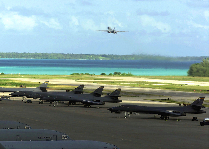 BIOT  British Indian Ocean Territory : USAF B 1 Bombers at the air base on Diego Garcia The British Indian Ocean Territory  BIOT  or Chagos Islands  formerly the Oil Islands  is an overseas territory of the United Kingdom situated in the Indian Ocean, halfway between Africa and Indonesia. The territory comprises a group of seven atolls comprising more than 60 individual islands, situated some 500 kilometers  310 mi  due south of the Maldives archipelago. The largest island is Diego Garcia  area 44 km squared , the site of a joint military facility of the United Kingdom and the United States. Following the eviction of the native population  Chagossians  in the 1960s, the only inhabitants are US and British military personnel and associated contractors, who collectively number around 4,000  2004 figures .
