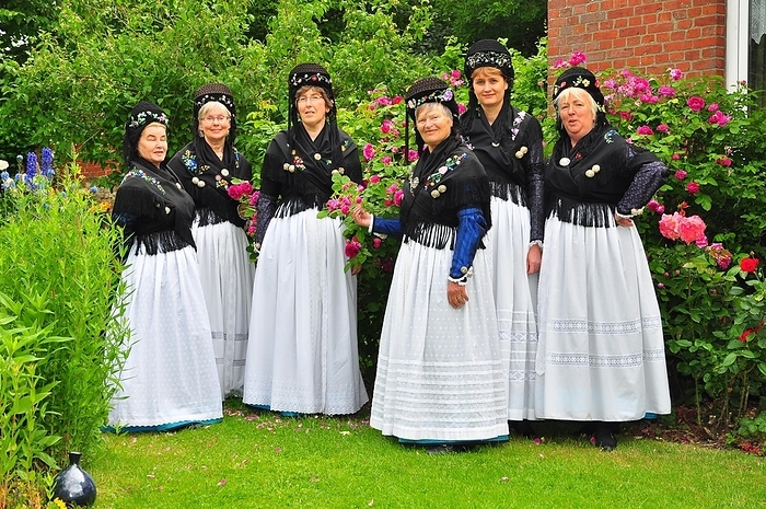 Women, traditional traditional traditional traditional traditional traditional traditional traditional traditional traditional costume, traditional dance group, North Sea Island, Pellworm, Rosentag, Schleswig-Holstein, Germany, Europe, Photo by SPOT