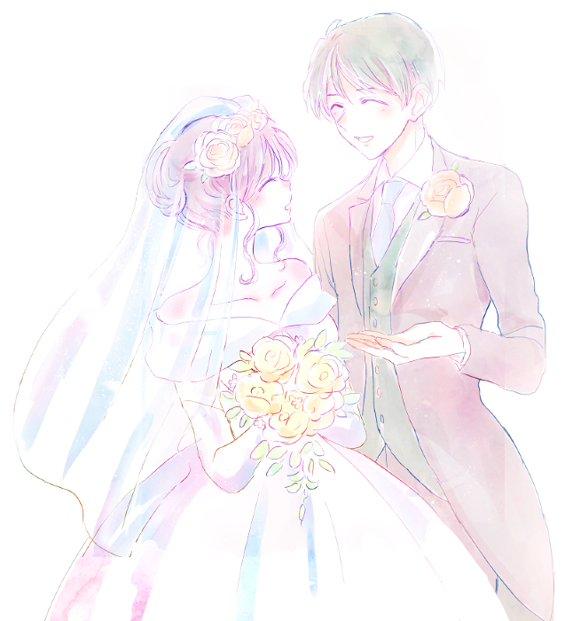 Bride and groom at wedding