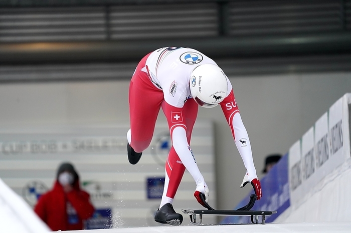 2021 22 Skeleton World Cup Winterberg  Basil Sieber  AUT  in action during the first run of BMW IBSF World Cup Bob   Skeleton on Dezember 10, 2021 at VELTINS EisArena Winterberg, Germany Photo by SCS Soenar Chamid AFLO  HOLLAND OUT 