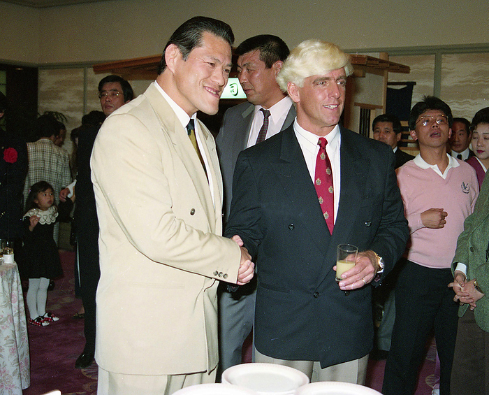 1991 New Japan Pro Wrestling Reception March 20, 1991, New Japan Pro Wrestling, handshake. Antonio Inoki  left  and Ric Flair exchange handshakes at the  91 Starrcade in Tokyo.
